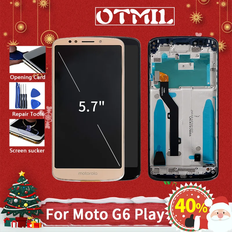 

5.7"100% New For Motorola Moto G6 Play LCD Touch Screen with Frame Digitizer XT1922-1 XT1922-3 XT1922-4 for Moto G6 Play Display
