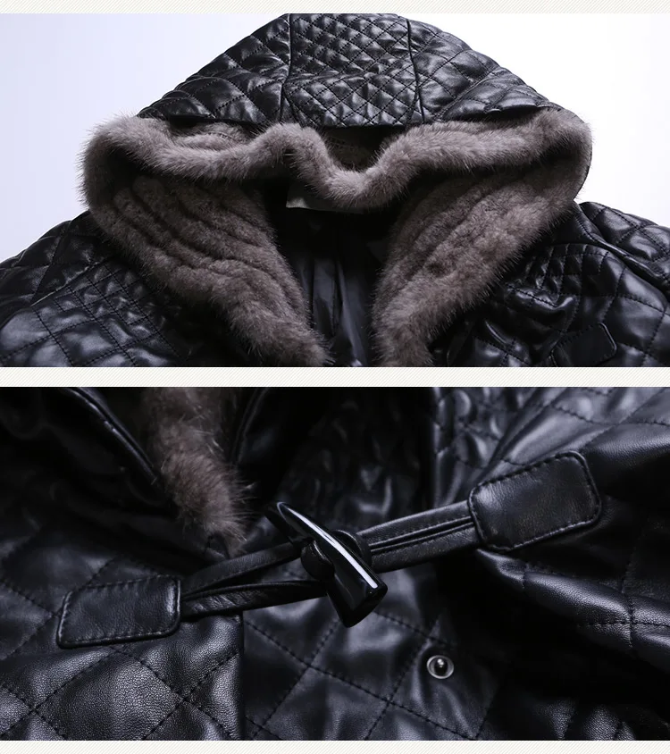 Европейский пуховик для женщин зимний тонкий толстый с капюшоном кожаный длинный пуховик из искусственной норки меховой воротник пуховик пальто NS1440