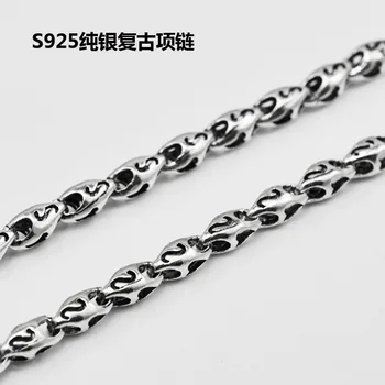 

Wholesale 925 Sterling Silver Men Necklace Thai Silver Retro Necklace Necklace Clasp Silver Chain Sweater Chain Female