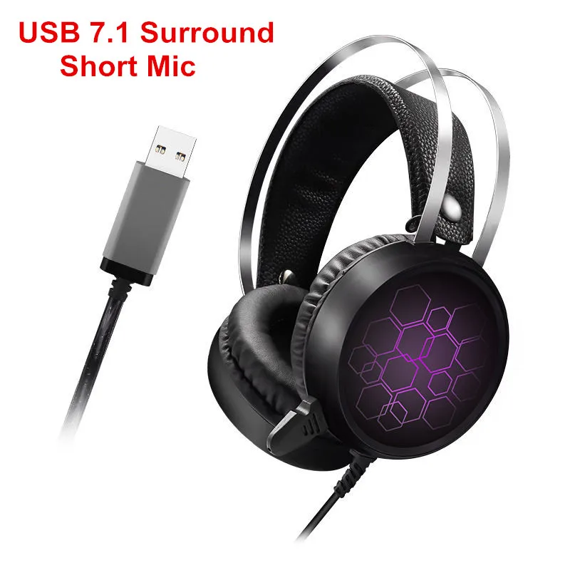 Style 2 USB 7,1 Виртуальная объемная игровая стереогарнитура проводной светодиодный светильник с микрофоном наушники Игровые наушники для компьютера PC Gamer - Цвет: Style 2