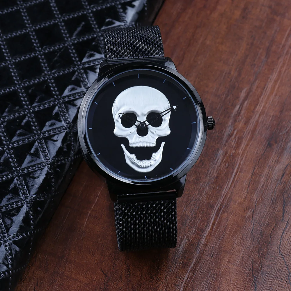 2023 Year  Cool Skull watch for Men Luxury Quartz Milanese Wristwatch Ultra Waterproof Retro Fashion Clock For Boy