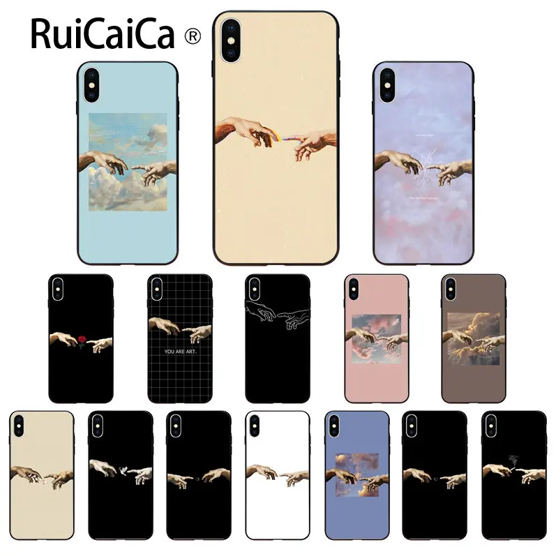 Ruicaica Funny Hand The Creation of Adam TPU Soft Phone Cover for iPhone X XS MAX 6 6s 7 7plus 8 8Plus 5 5S SE XR 11 11pro max |