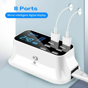 

Multi Function 8 Ports USB Charger Adapter Desktop Wall Fast Charger Smart LED Display Charging Station for iPhone Samsung