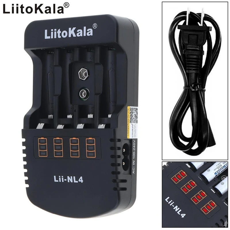 FFYY-Liitokala Lii-Nl4 зарядное устройство для Aa Aaa Ni-MH Ni-Cd 9V перезаряжаемые батареи США