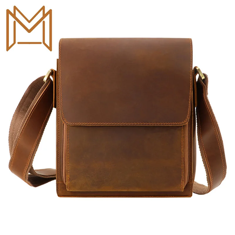 

Man Genuine Leather Head Layer Cowhide Single Shoulder Package Oblique Satchel