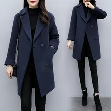 Новинка, Женское шерстяное пальто, высокое качество, зимняя куртка для женщин, тонкое шерстяное длинное кашемировое пальто, Повседневный Кардиган, куртки, элегантная смесь