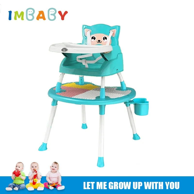 IMBABY 3 в 1 детский обеденный стул и детские строительные блоки стол дети учатся