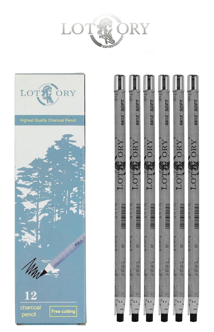 Lotory 12 шт./компл. Pull Line угольный карандаш мягкие/средние карандаши для рисования углеродный карандаш для эскизов Бесплатные черенки художественные принадлежности Staionery