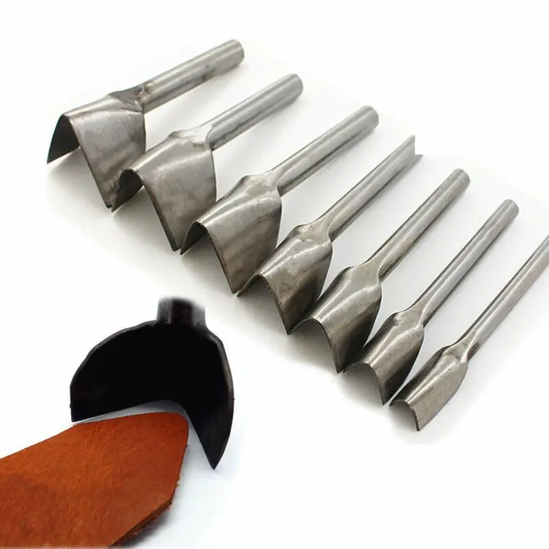 Leather tools leather craft tool kit leather craft tools leather craft tool leather punches eyelets punching tools V-shape leather DIY punching handwork tool belt round fillet shaped punch tail cut steel leather DIY cutting 10-45mm