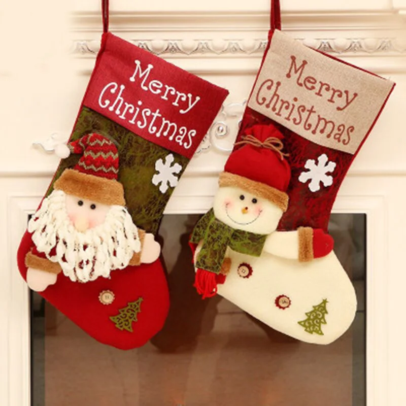 

Xmas Tree Hanging Ornament Christmas Decor Sock Candy Gift Bag Stocking Xmas Decor QP2