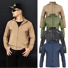 Новые мужские охотничьи куртки Анти-УФ ветровка для рыбалки тактическая походная охотничья одежда быстросохнущая кожа ткань камуфляжное пальто