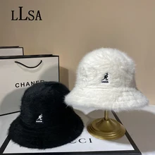 KANGOL Rabbit Fur Fisherman Hat Winter Latest Kangaroo Embroidery Brand Dome Hat Candy Colors Designer Luxury Panama Lady Cap