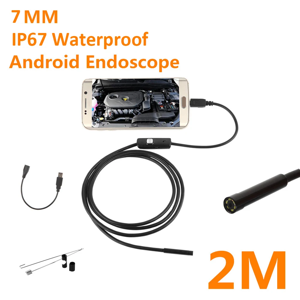 AN98B телефонный эндоскоп 7 мм 5 м/3 м/2 м/1,5 кабель HD USB Водонепроницаемый эндоскоп инспекционный бороскоп камера для Android мобильного телефона ПК