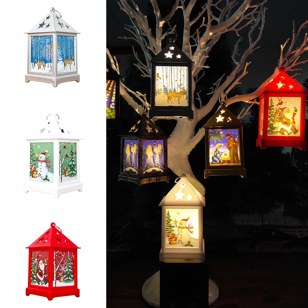 Home Christmas LED Jewelry Christmas Candle Craft Home Decoration Pendant Hollow Starry Night Lantern