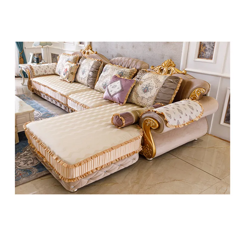 Дизайн роскошный Европейский диван тканевый деревянный диван 5 местный