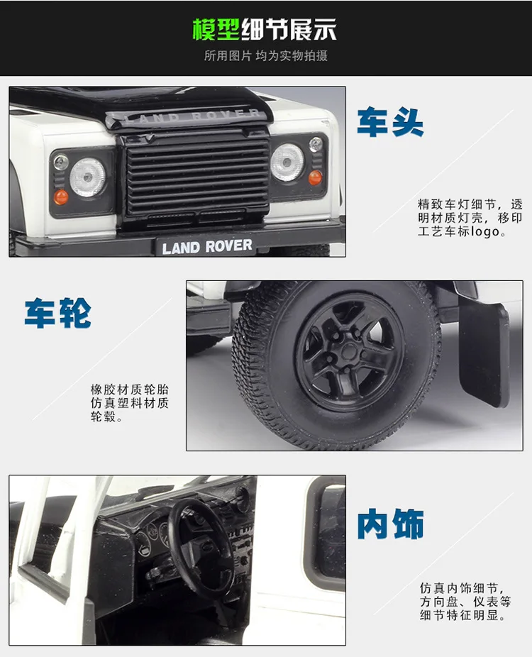 Welly 1:24 Land Rover Defender сплав модель автомобиля Diecasts& игрушечные транспортные средства коллекционные подарки не-пульт дистанционного управления Тип транспортная игрушка