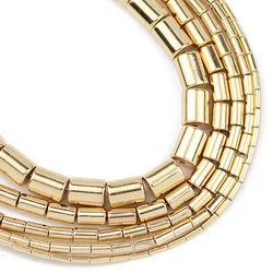 Cylinder Natural Stone Hematite Spacer Beads in Rose Gold for Jewelry Making & DIY Bracelets (14K Gold)