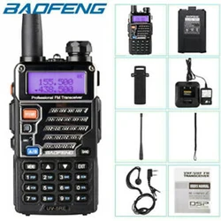 Baofeng – walkie talkie Amateur UV 5RE, 5W, 1800MAH, longue portée 5KM, Portable, avec oreillettes, Station de Radio bidirectionnelle, Original 