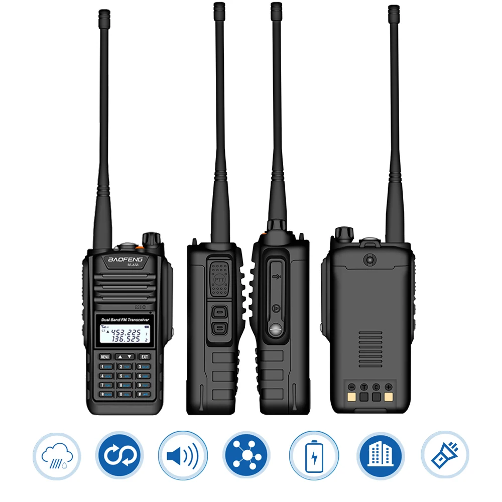 2 шт. рация Baofeng BF-A58 двухстороннее радио IP68 водонепроницаемый двухдиапазонный УКВ 128CH ручной радиопередатчик CB радио FM трансивер