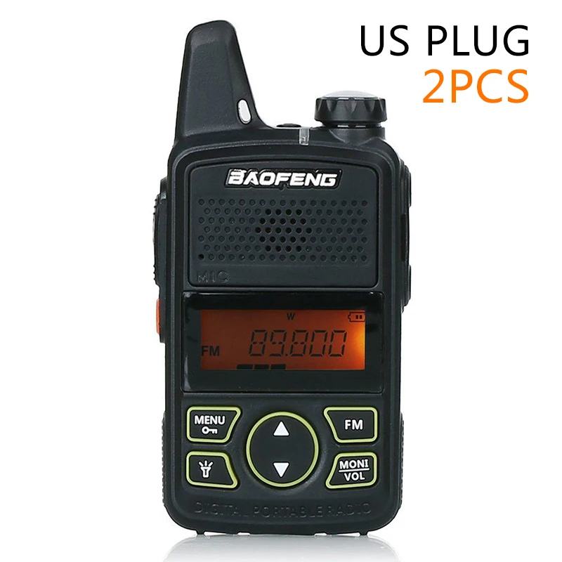 2 × 2-Way радио BF-T1 Walkie Talkie Mini Long Range FM UHF 400-470MHz US EU штекер приемный ток: ≤380m A - Цвет: US Plug