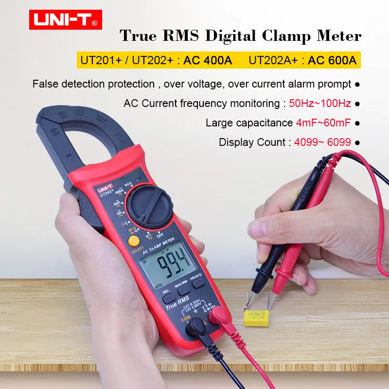 True RMS цифровой клещи UNI-T UT201 + UT202 UT202A AC DC напряжение переменного тока тестер НТС