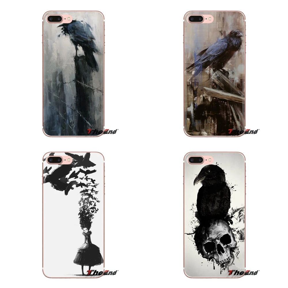 For Xiaomi Mi3 Samsung A10 A30 A40 A50 A60 A70 Galaxy S2 Note 2 Grand Core Prime Silicone Cases abstract birds digital art raven |