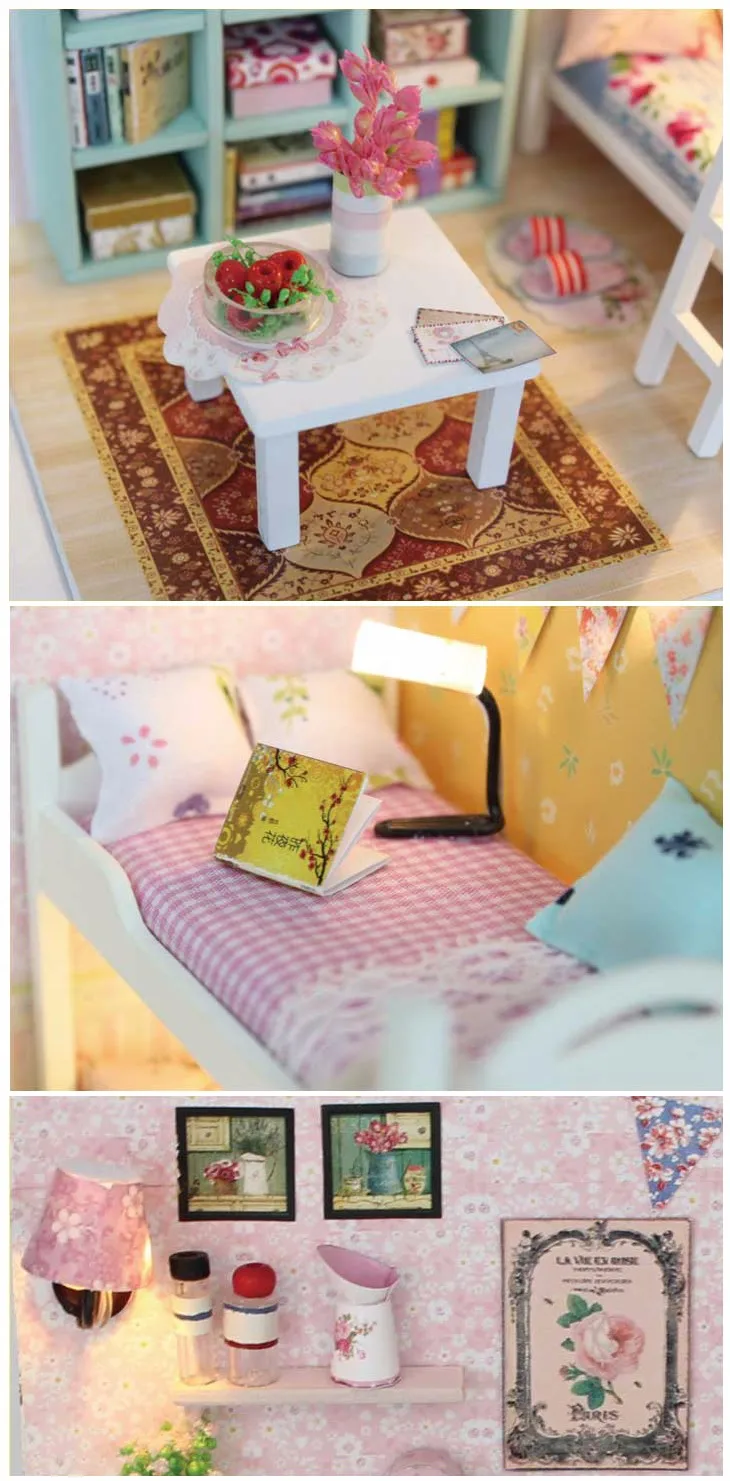 Кукольный дом Миниатюрный Кукольный кукольный домик CUTEBEE DIY с деревянная мебель для дома игрушки для детей подарок на день рождения M020