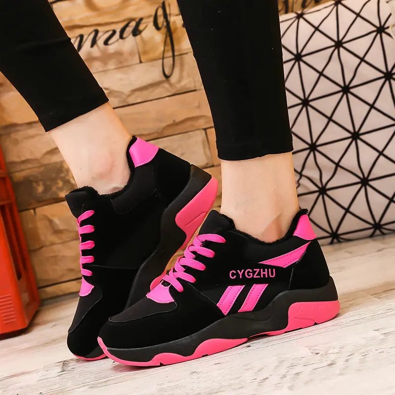 

Winter Women Sneakers Purple Warm Fur Casual Shoes Woman Fashion Korean Pink Platform Sneakers Female Black Chunky Shoes Ladies