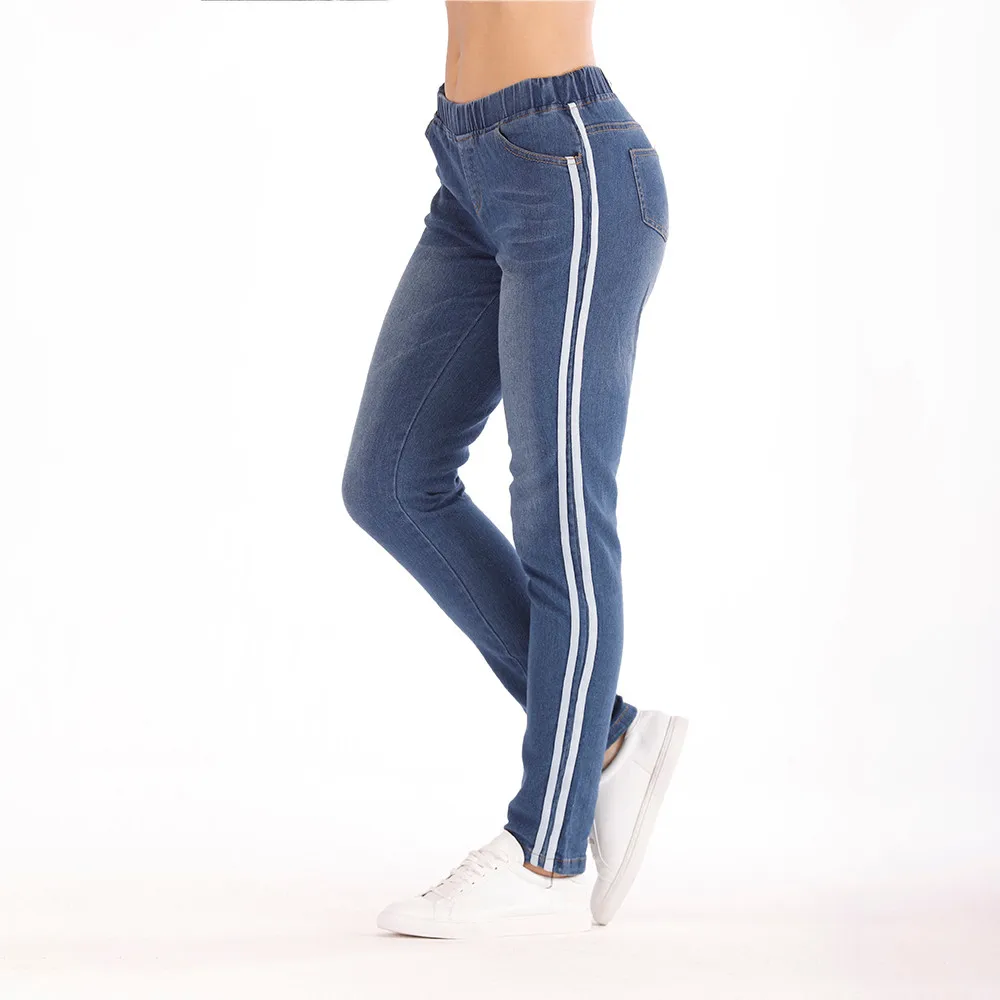 Осенние новые женские эластичные Эластичные Обтягивающие свободные джинсы с лентой, модные повседневные джинсы# YL10