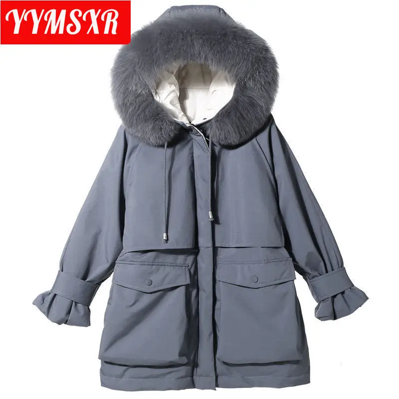Women's Cotton-padded Jacket Mid-length 2021 Winter New Style Korean Loose Padded Coat Top Solid Color All-match Fashion Clothes | Женская