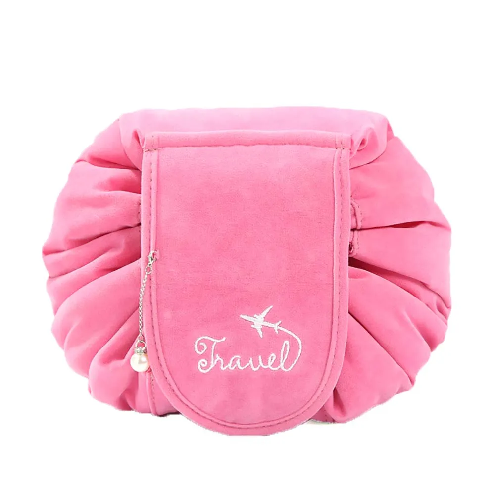 Drawstring Cosmetic Bag Corduroy Make Up Bag Korean Style Fashion Travel Storage Washable Foldable Pouch Toiletry Beauty Kit Box