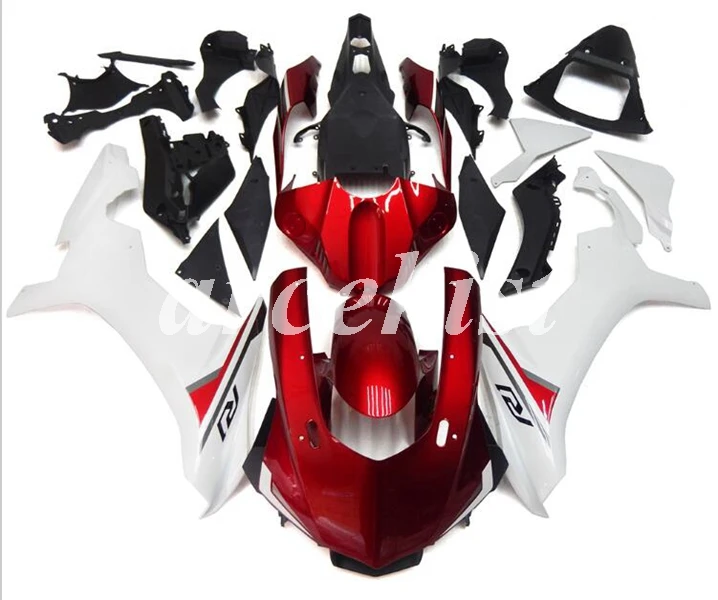 

Injection Mold New ABS Full Motorcycle Fairings Kit fit for YZF-R1 2015 2016 15 16 17 18 r1 Cool red white