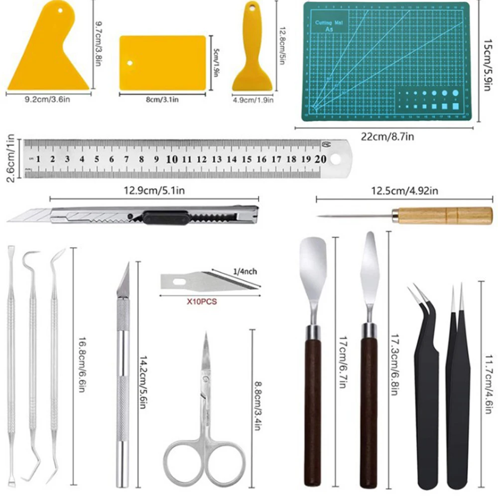 

27pc Precision Craft Cutting Tools Set Silhouettes Engraving Paper-cutter Vinyl Weeding Tools Kit For Diy Art Work Cutting study