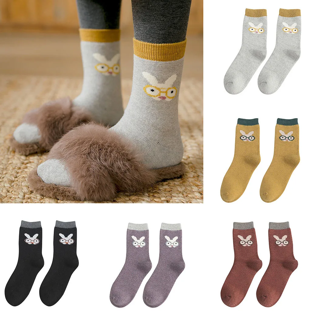 Женские осенние повседневные хлопковые Теплые Носки с рисунком кролика; skarpetki damskie; Сезон Зима; calcetines mujer harajuku; забавные носки; meias sokken