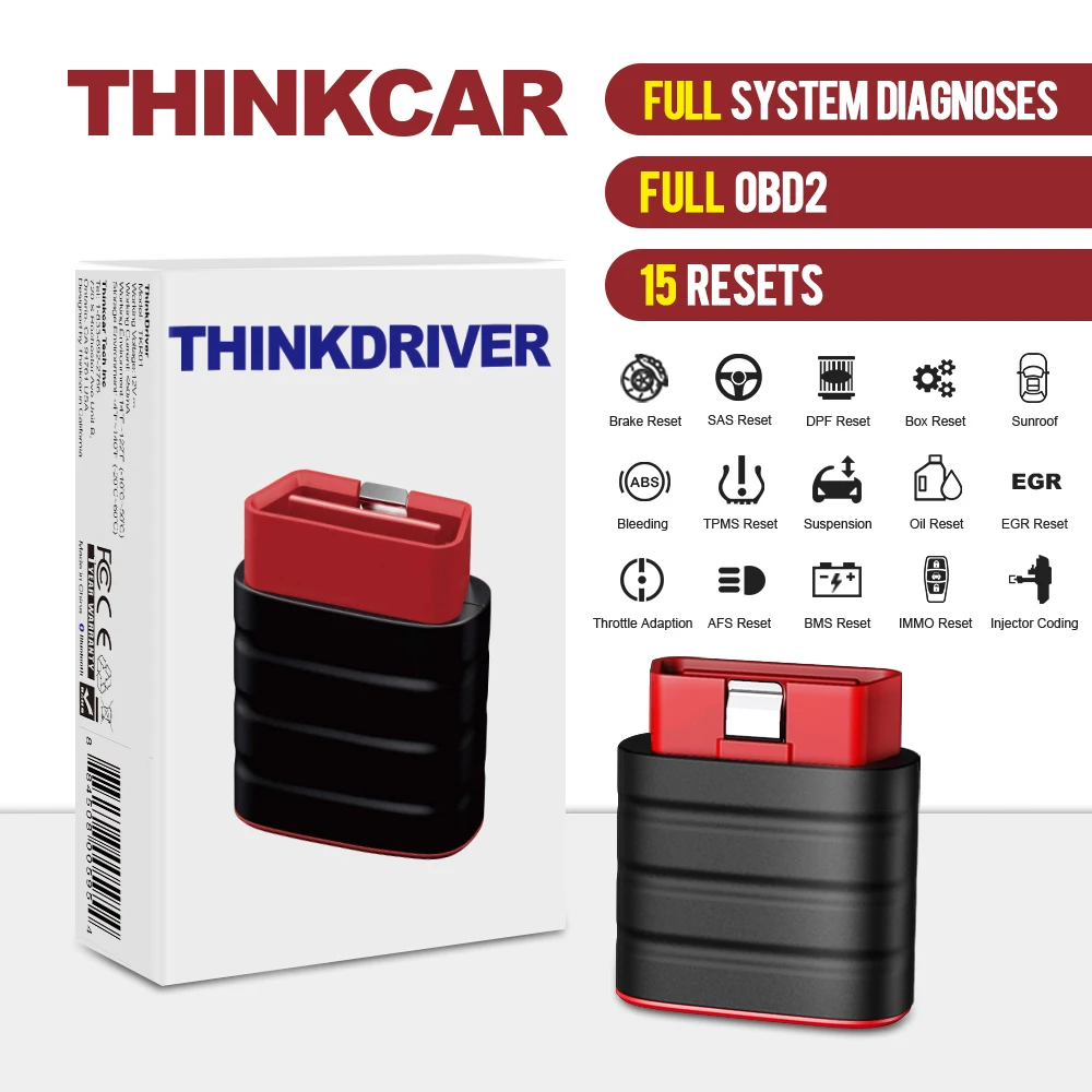 Thinkcar Thinkdriver 15 Reset OBD2 Scanner Automotive Full System Car Diagnostic Tool Read Clear Code Auto VIN PK AP200