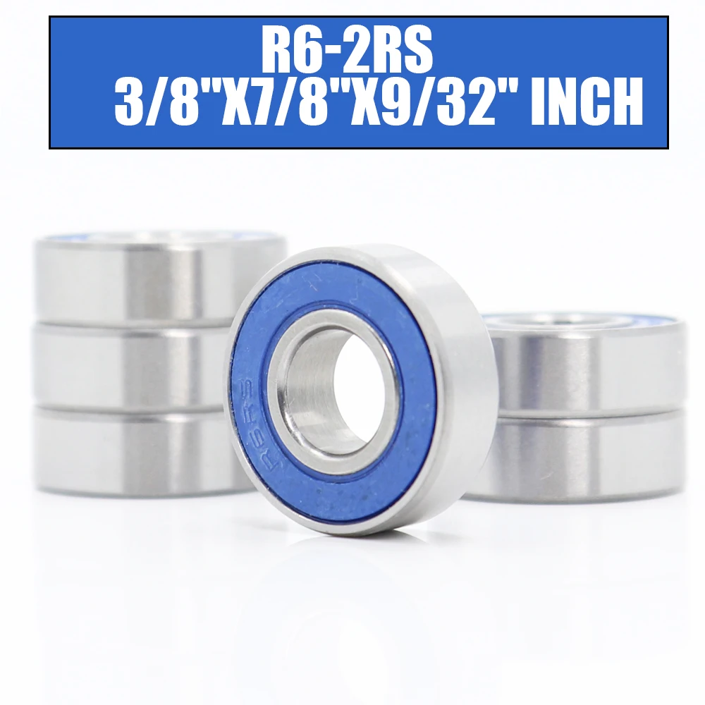 FUSHI R6rs Bearings Blue Sealed Inch Size , ABEC 3 R6 2RS Shaft Ball