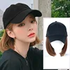 Baseball Hat with Short Hair Wigs Bob Hair Synthetic Hat for Women Summer Short Straight Hair Heat Resistant Fiber 2023 New 1