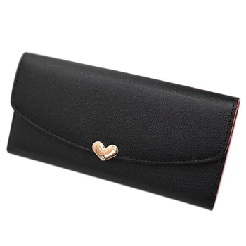 

Fashion Women Heart Shaped buckle Leather Clutch Bag Long Wallet Purse