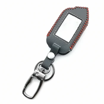 

Two Way LCD Remote Fob Leather Key Chain Case Cover For Sher-khan Mobicar A Mobicar B Russian Version 2 Way Car Alarm System