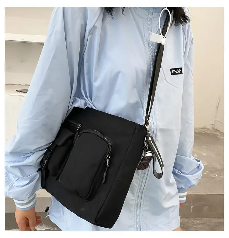 Ins Japanese Harajuku Dark Wind Canvas Bag Female 2021 New Trendy Fashion Popular Wild One-shoulder Diagonal Bag