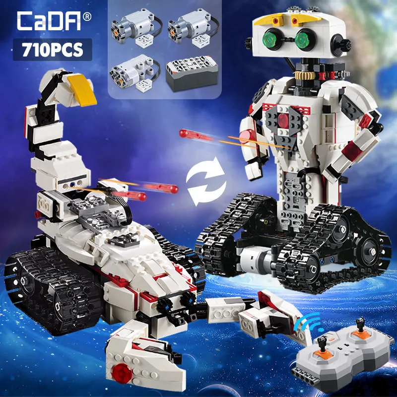 

Cada 710CPCS RC Transformation Robot Creative MOC 2 IN 1 Model Building Blocks Legoingly Technic Series Bricks Toys For Kids