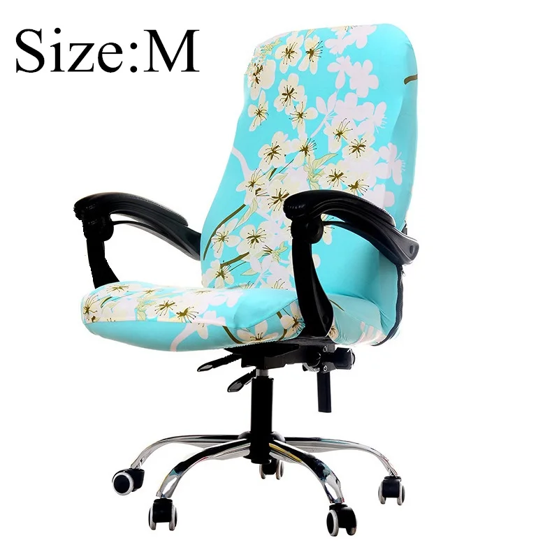 Эластичный стул, чехол для офисного сиденья, чехол для компьютерного стула, съемный чехол для кресла, чехол для вращающегося кресла - Цвет: taohualan size M