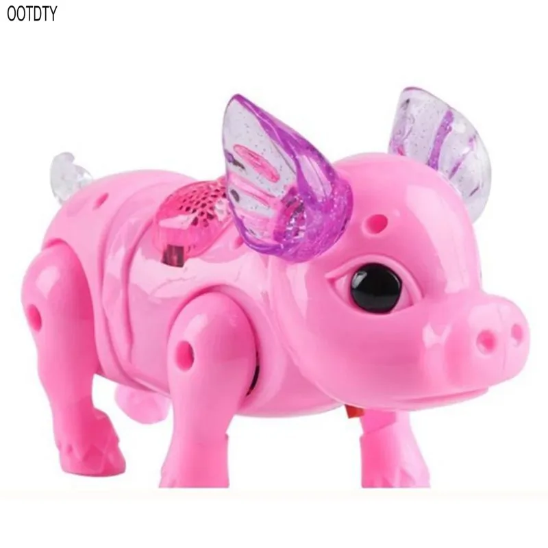 Милая электрическая игрушка в форме мультяшной свиньи, музыкальный светильник на шнурке, Детские Игрушки для раннего образования