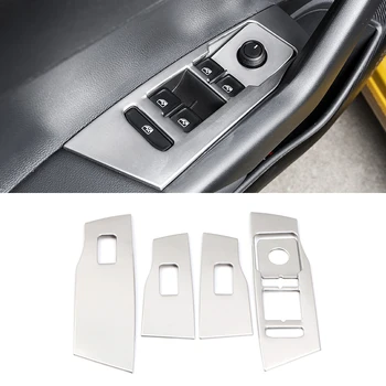 

Car Styling Steel Front Door Armrest Window Switch Button Cover Trim 4pcs Left Hand Drive For Volkswagen Polo MK6 2019 2020