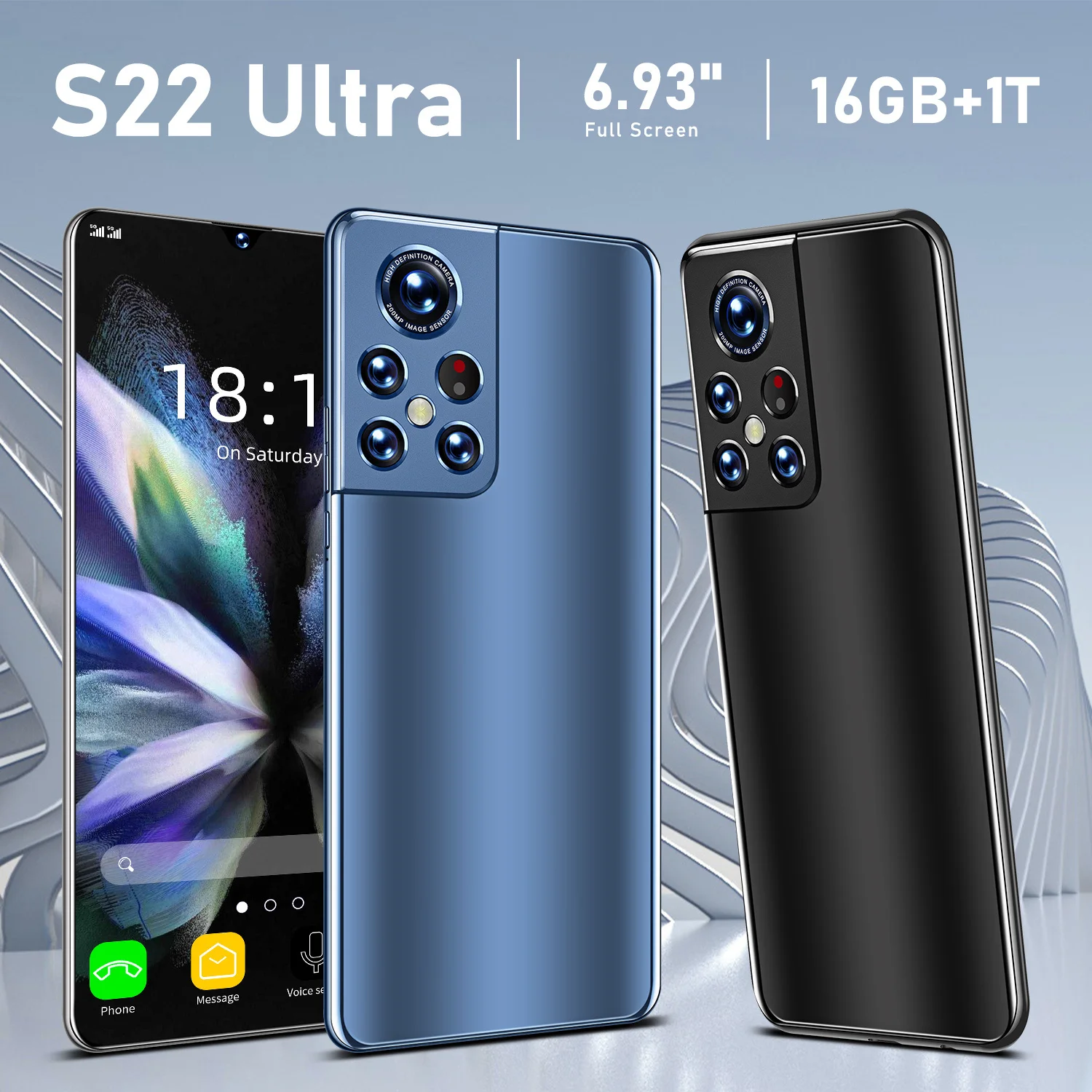 Original S22 Ultra Smartphone 16GB+1TB Android Qualcomm Snapdragon 888 4G5G Dual SIM Unlocked Cellphones Telefoon Mobile Phones | Мобильные