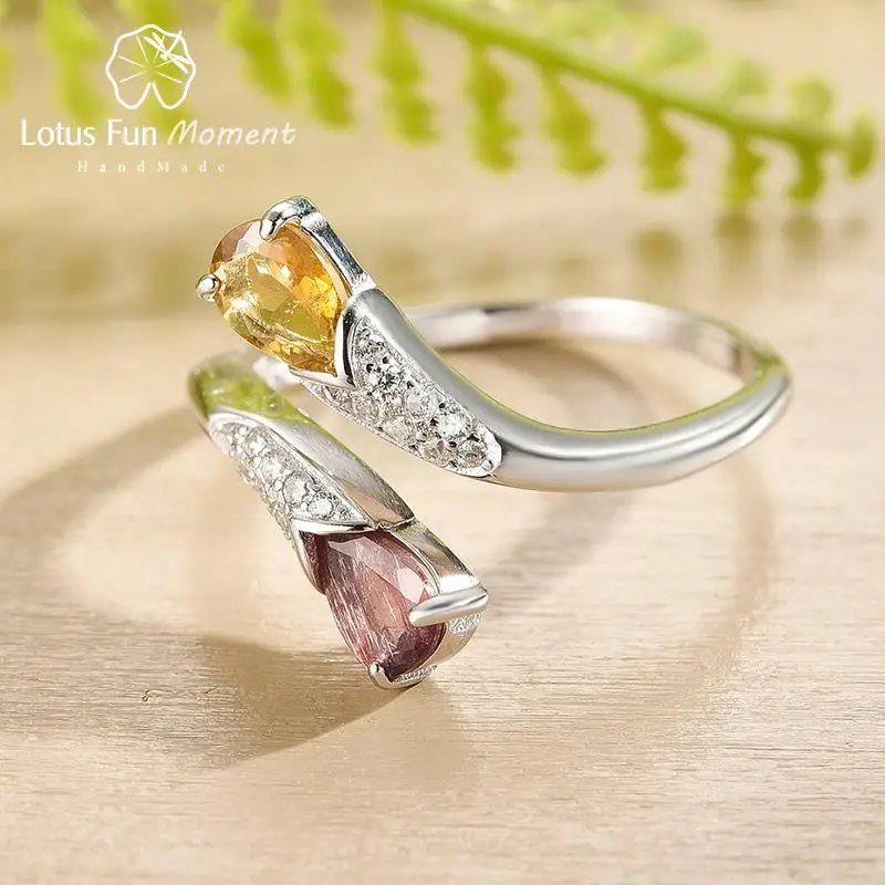 Lotus Fun Natural Tourmaline Gemstone Vintage Luxury Waterdrop Shape Ring Real 925 Sterling Silver Fine Jewelry Rings for Women Lotus Fun Natural Tourmaline Gemstone Vintage Luxury Waterdrop Shape Ring Real 925 Sterling Silver Fine Jewelry Rings for Women