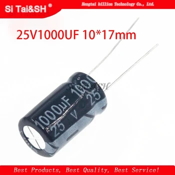 

10PCS Higt quality 25V1000UF 10*17mm 1000UF 25V 17*10 Electrolytic capacitor