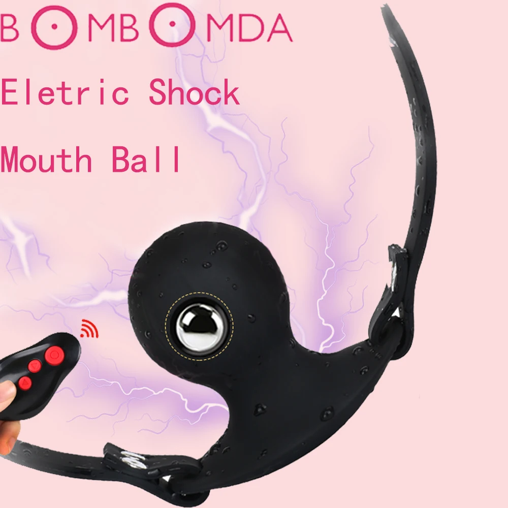 Shock Silicone Electric Gag Ball BDSM Bondage Restraints Wireless Remote Open Mouth Sex Ball Harness Strap_voghion.com