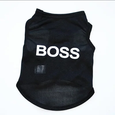 Black Boss Одежда для собак с принтом новые летние для домашних животных собак футболки милые два фута щенок жилет досуг полиэстер Одежда для домашних животных для маленьких домашних животных XS-L - Цвет: Black Boss
