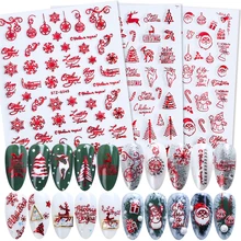 1 шт. Лазерная блестящая Рождественская наклейка для ногтей красная снежинка лось Санта Дизайн Наклейка s для ногтей 3D Маникюр слайдер LASTZG041-049-3